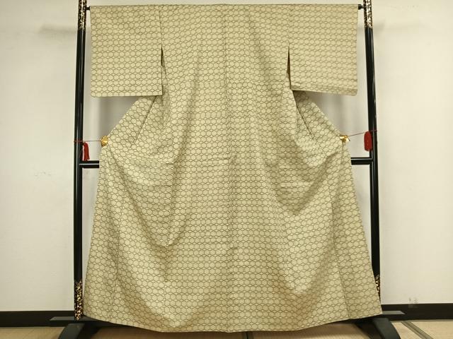 平和屋着物▽上質な小紋 単衣 幾何学文様 正絹 逸品 AAAZ1492fy