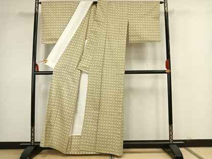 平和屋着物▽上質な小紋 単衣 幾何学文様 正絹 逸品 AAAZ1492fy