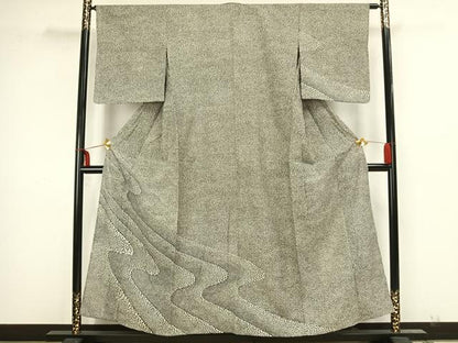 平和屋着物▽訪問着　単衣　流水文　正絹　逸品　AAAZ1495fy