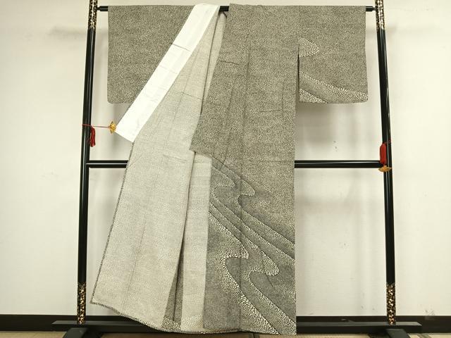 平和屋着物▽訪問着　単衣　流水文　正絹　逸品　AAAZ1495fy