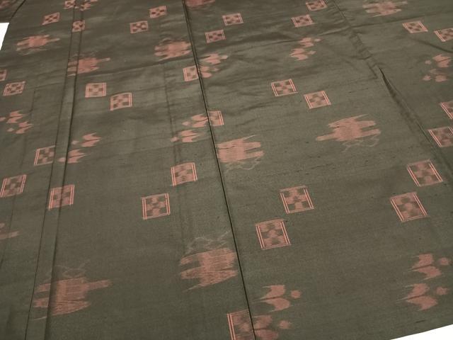平和屋着物▽上質な紬 単衣 絣柄 正絹 逸品 AAAZ1499fy