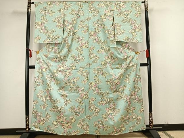 平和屋着物▽上質な小紋 単衣 舞花文 正絹 逸品 未使用 AAAZ1501fy