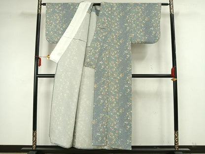 平和屋着物▽上質な小紋 単衣 草花文 正絹 逸品 AAAZ1504fy