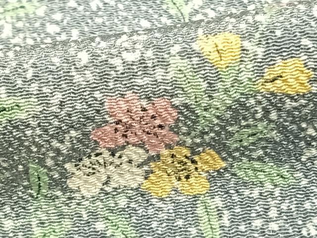 平和屋着物▽上質な小紋 単衣 草花文 正絹 逸品 AAAZ1504fy