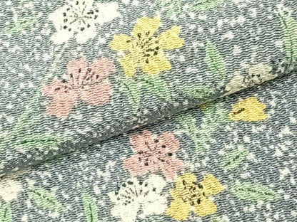 平和屋着物▽上質な小紋 単衣 草花文 正絹 逸品 AAAZ1504fy
