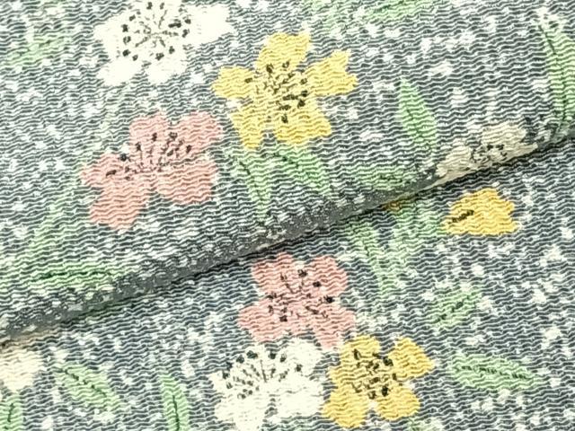 平和屋着物▽上質な小紋 単衣 草花文 正絹 逸品 AAAZ1504fy