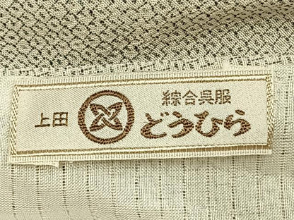 平和屋着物▽本塩沢 単衣 110亀甲 抽象文様 正絹 逸品 AAAZ1507fy