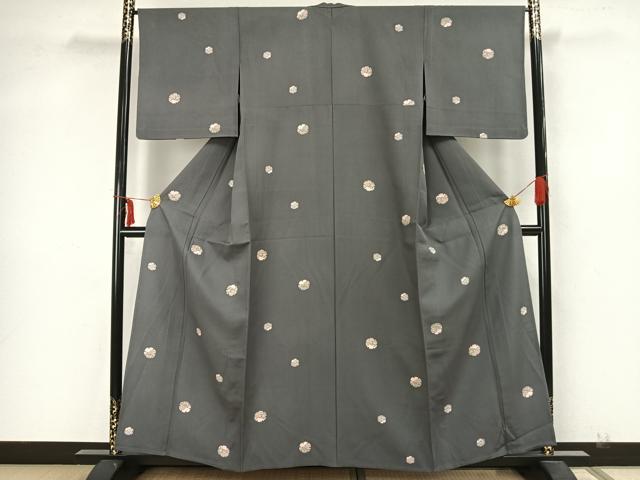 平和屋着物▽上質な小紋　単衣　雪輪文　正絹　逸品　AAAZ1508fy