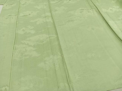 平和屋着物▽上質な色無地 単衣 風景地紋 夏虫色 正絹 逸品 未使用 AAAZ1509fy