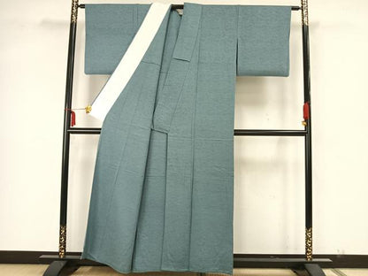 平和屋着物▽上質な色無地 単衣 流水地紋 水浅葱色 正絹 逸品 AAAZ1510fy