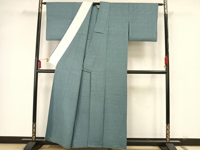 平和屋着物▽上質な色無地 単衣 流水地紋 水浅葱色 正絹 逸品 AAAZ1510fy
