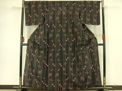 平和屋着物▽本場琉球紬　単衣　手織　正絹　逸品　AAAZ1512fy