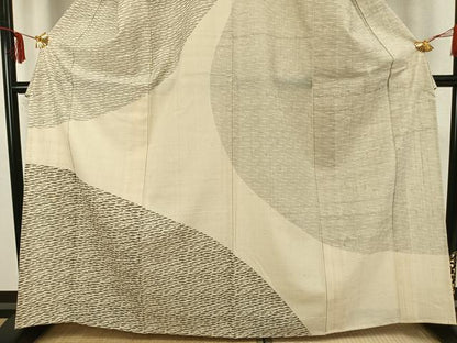 平和屋着物▽訪問着 単衣 生紬 幾何学文様 正絹 逸品 AAAZ1513fy