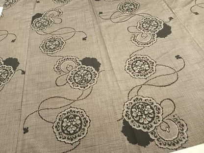 平和屋着物▽上質な紬　単衣　吉祥花文　正絹　逸品　AAAZ1514fy