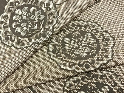 平和屋着物▽上質な紬　単衣　吉祥花文　正絹　逸品　AAAZ1514fy