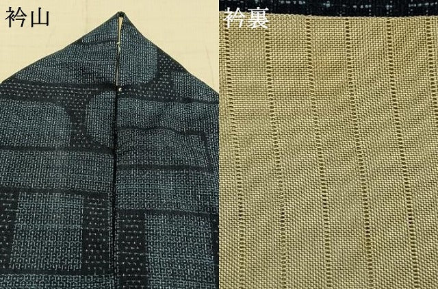 平和屋着物▽本場結城紬 重要無形文化財 単衣 80亀甲 幾何学文様 正絹 逸品 AAAZ1515fy
