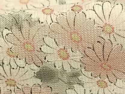 平和屋着物▽上質な紬 単衣 草花文 正絹 逸品 AAAZ1517fy