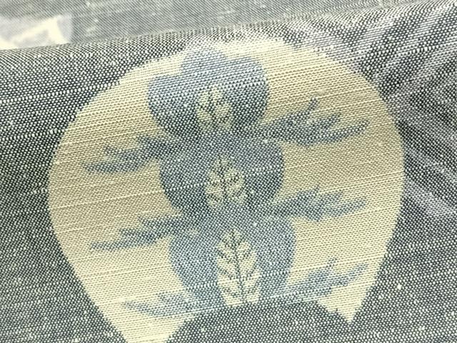 平和屋着物▽上質な紬　単衣　地紙花文　正絹　逸品　AAAZ1518fy