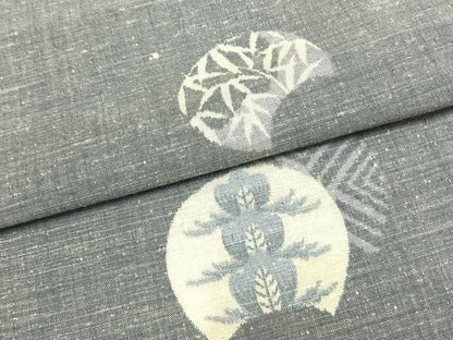 平和屋着物▽上質な紬　単衣　地紙花文　正絹　逸品　AAAZ1518fy