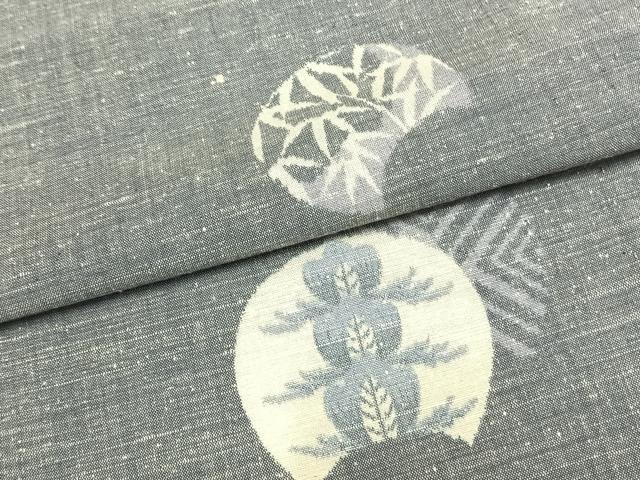 平和屋着物▽上質な紬　単衣　地紙花文　正絹　逸品　AAAZ1518fy