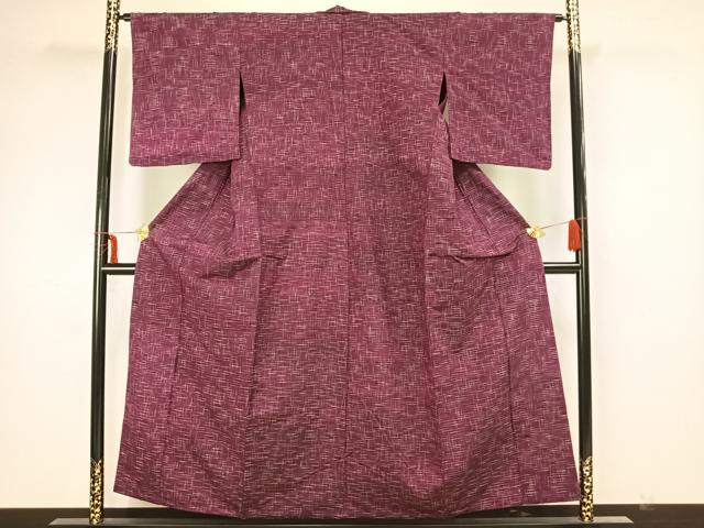 平和屋着物▽上質な紬　単衣　抽象文様　正絹　逸品　AAAZ1519fy