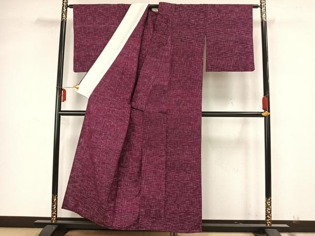 平和屋着物▽上質な紬　単衣　抽象文様　正絹　逸品　AAAZ1519fy