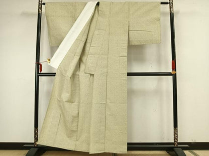 平和屋着物▽上質な紬 単衣 菱文 正絹 逸品 AAAZ1522fy