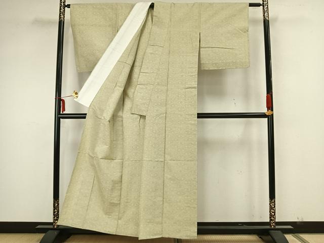 平和屋着物▽上質な紬 単衣 菱文 正絹 逸品 AAAZ1522fy