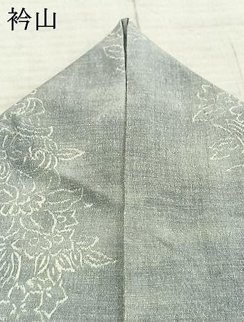 平和屋着物▽上質な紬 単衣 草花文 正絹 逸品 AAAZ1525fy