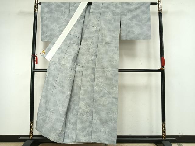 平和屋着物▽上質な紬 単衣 草花文 正絹 逸品 AAAZ1525fy