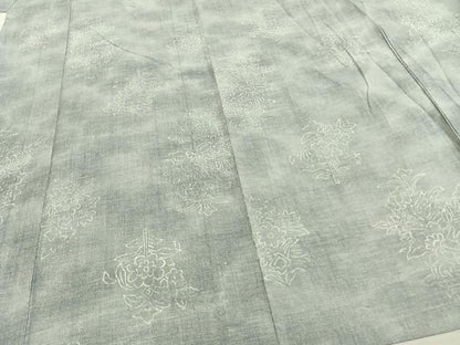 平和屋着物▽上質な紬 単衣 草花文 正絹 逸品 AAAZ1525fy
