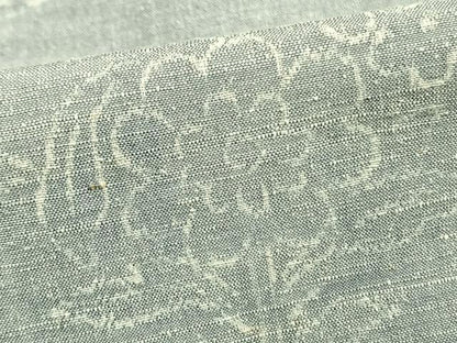 平和屋着物▽上質な紬 単衣 草花文 正絹 逸品 AAAZ1525fy