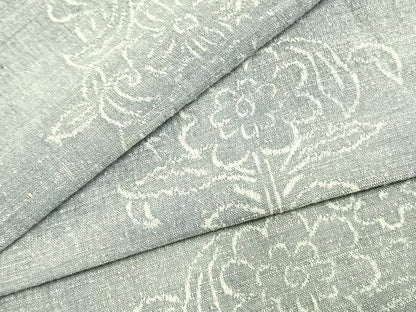 平和屋着物▽上質な紬 単衣 草花文 正絹 逸品 AAAZ1525fy