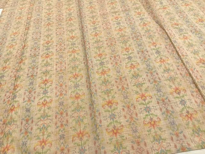 平和屋着物▽上質な紬 単衣 幾何学花文 正絹 逸品 未使用 AAAZ1526fy