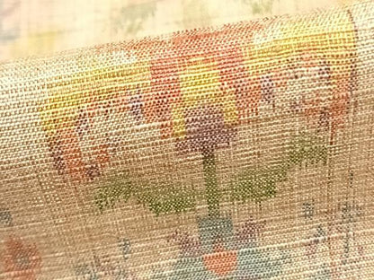 平和屋着物▽上質な紬 単衣 幾何学花文 正絹 逸品 未使用 AAAZ1526fy