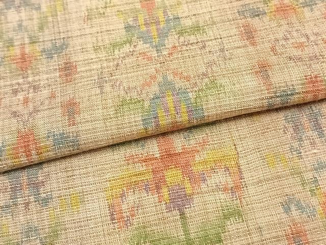 平和屋着物▽上質な紬 単衣 幾何学花文 正絹 逸品 未使用 AAAZ1526fy