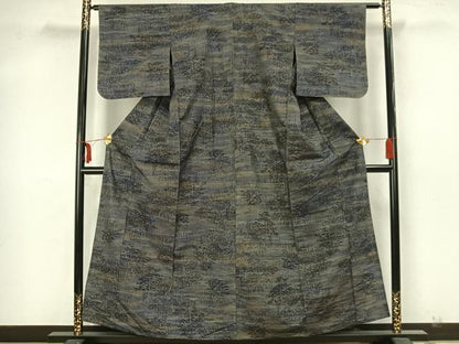 平和屋着物▽上質な紬 単衣 風景文 正絹 逸品 未使用 AAAZ1528fy