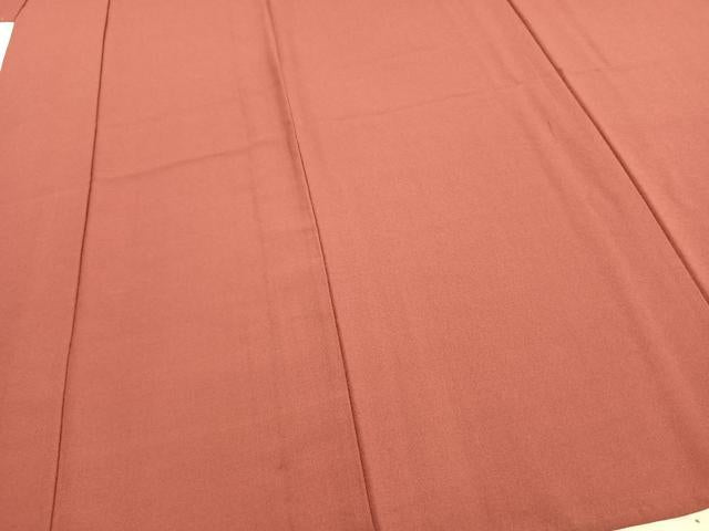 平和屋着物▽色無地 単衣 小豆色 洗える着物 AAAZ1529fy