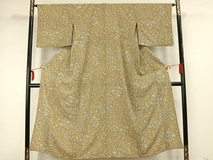 平和屋着物▽小紋 単衣 草花文 洗える着物 AAAZ1534fy
