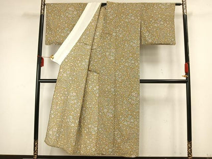 平和屋着物▽小紋 単衣 草花文 洗える着物 AAAZ1534fy