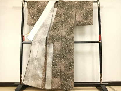 平和屋着物▽小紋 単衣 草花文 洗える着物 AAAZ1536fy