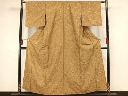 平和屋着物▽小紋　単衣　芝文　洗える着物　AAAZ1538fy