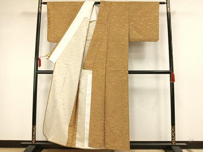 平和屋着物▽小紋　単衣　芝文　洗える着物　AAAZ1538fy
