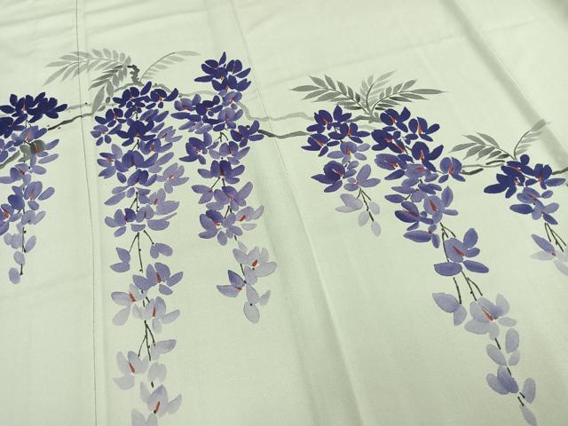 平和屋着物▽訪問着 単衣 手描き 枝花文 正絹 逸品 AAAZ1539fy