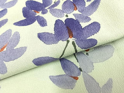 平和屋着物▽訪問着 単衣 手描き 枝花文 正絹 逸品 AAAZ1539fy