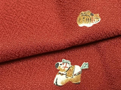 平和屋着物▽上質な小紋　単衣　玩具文　洗える着物　未使用　AAAZ1540fy