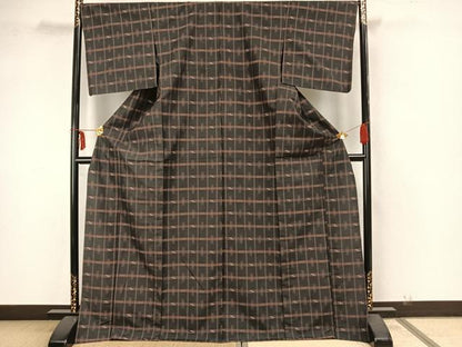 平和屋着物▽小紋 単衣 絣柄 ロング丈 洗える着物 AAAZ1541fy