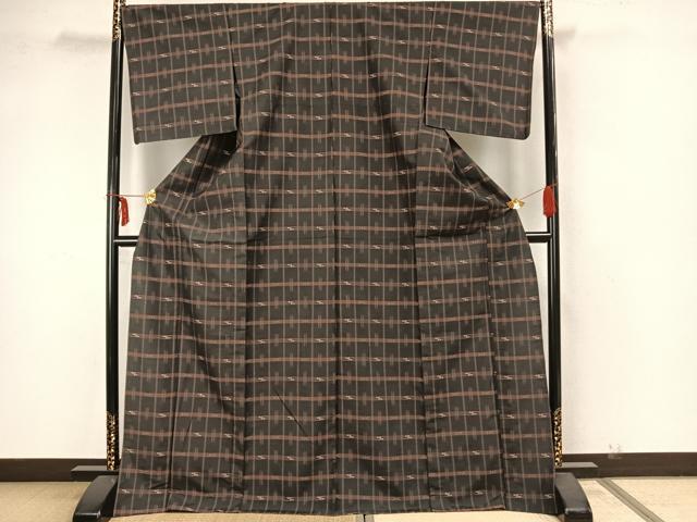 平和屋着物▽小紋 単衣 絣柄 ロング丈 洗える着物 AAAZ1541fy