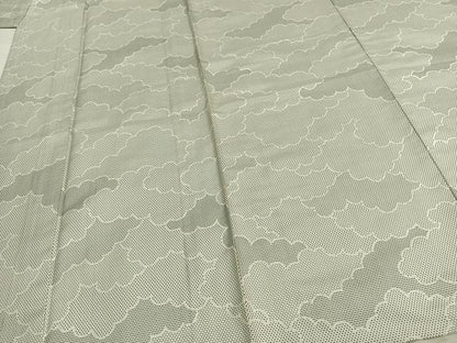 平和屋着物▽お召 単衣 雲取り文 正絹 逸品 AAAZ1544fy