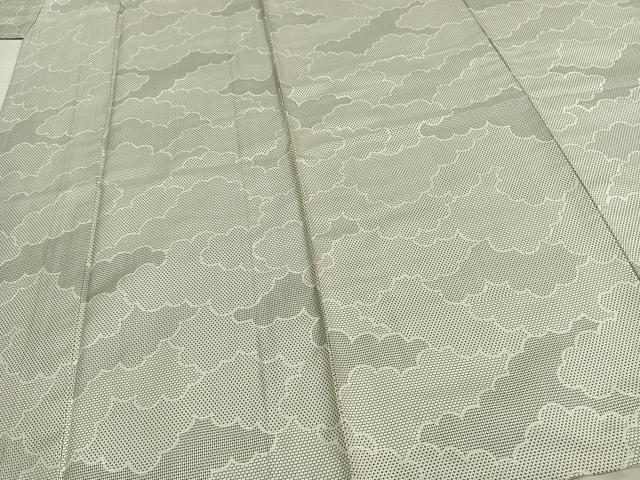 平和屋着物▽お召 単衣 雲取り文 正絹 逸品 AAAZ1544fy